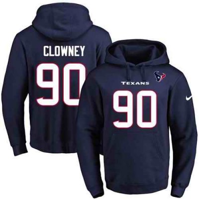 Nike Texans #90 Jadeveon Clowney Navy Blue Name & Number Pullover NFL Hoodie