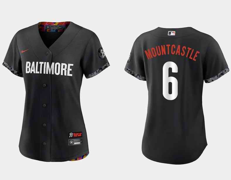 Women's Baltimore Orioles #6 Ryan Mountcastle Black 2023 City Connect Stitched Baseball Jersey(Run Small)