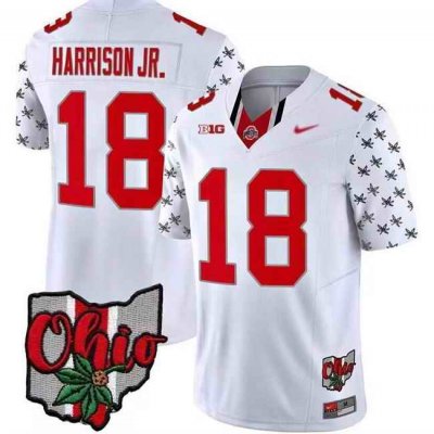 Men's Ohio State Buckeyes #18 Marvin Harrison White 2023 F.U.S.E. Limited Stitched Jersey