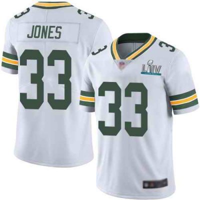 Men's Green Bay Packers #33 Aaron Jones White Super Bowl LIV Vapor Untouchable Stitched NFL Limited Jersey