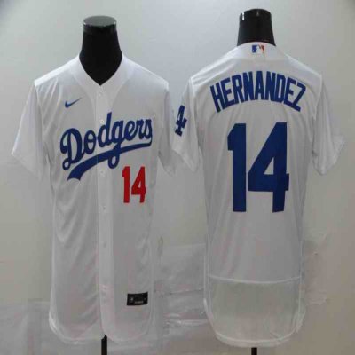 Men's Los Angeles Dodgers #14 Kik' Hern'ndez White Flex Base Stitched MLB Jersey