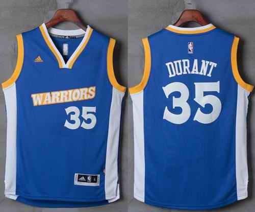 Warriors #35 Kevin Durant Royal Stretch Crossover Stitched NBA Jersey