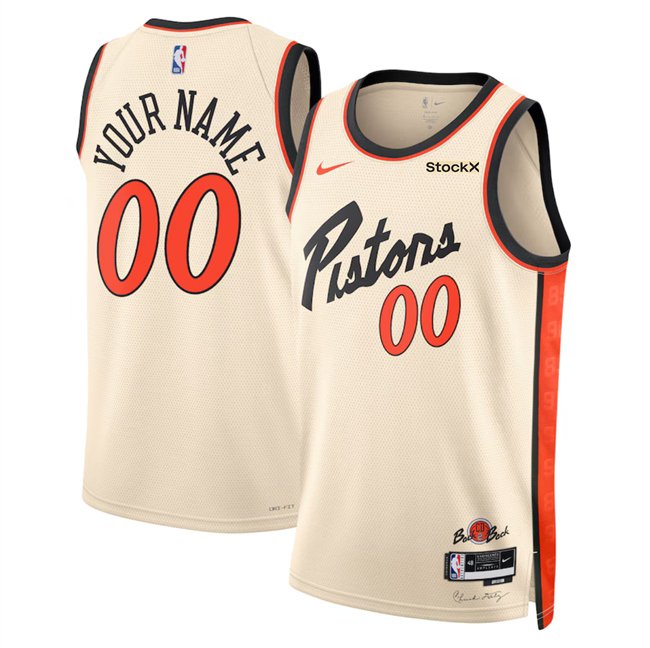 Men's Detroit Pistons Active Player Custom Cream 2024/25 City  Edition Stitched Basketball Jersey