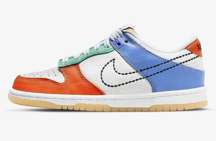 Women's Dunk Low Orange/Blue/White Shoes 213