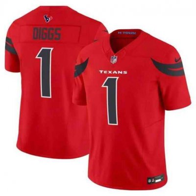 Youth Houston Texans #1 Stefon Diggs Red 2024 Alternate F.U.S.E Vapor Stitched Football Jersey