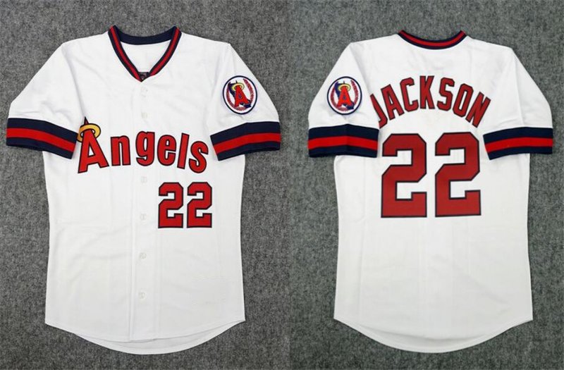 Men's Los Angeles Angels #22 Bo Jackson White Cooperstown Throwback Stitched Home Jersey