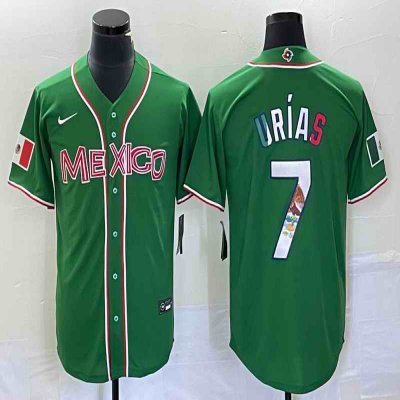 Men's Mexico Baseball #7 Julio Ur'as 2023 Green World Baseball With Patch Classic Stitched Jersey