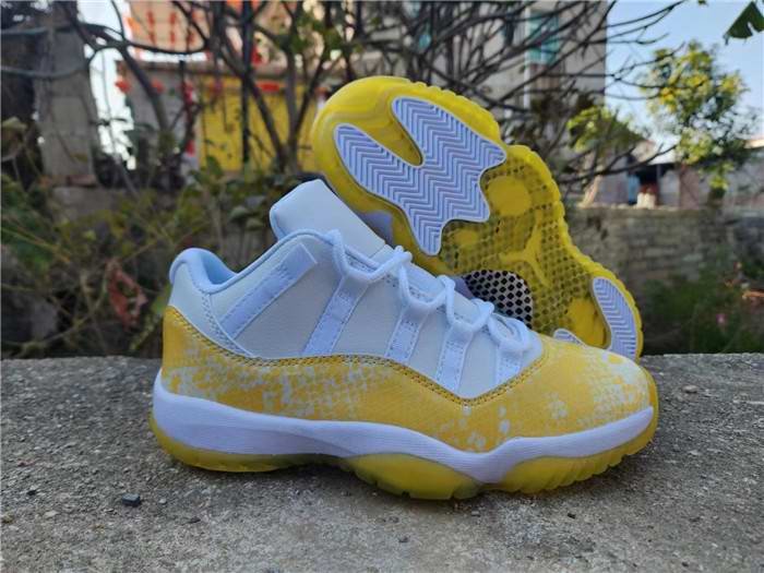 Women's Running weapon Air Jordan 11 Yellow/White Shoes 008