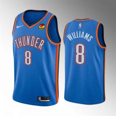 Men's Oklahoma City Thunder #8 Jalen Williams Blue Icon Edition  Stitched Basketball Jersey