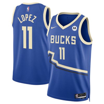 Men's Milwaukee Bucks #11 Brook Lopez Royal 2024/25 City Edition Stitched Basketball Jersey