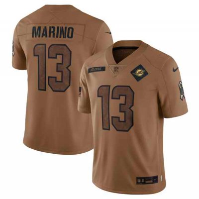 Men's Miami Dolphins #13 Dan Marino 2023 Brown Salute To Service Limited Stitched Football Jersey