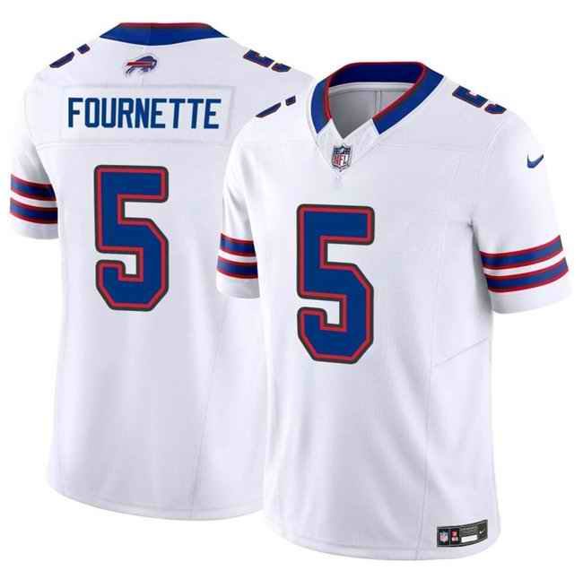 Men's Buffalo Bills #5 Leonard Fournette White Stitched Football Game Jersey