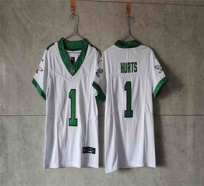 Youth Philadelphia Eagles #1 Jalen Hurts White/Green 2023 F.U.S.E Vapor Untouchable Limited Stitched Football Jersey