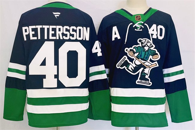 Men's Vancouver Canucks #40 Elias Pettersson Navy 2024 Reverse Retro Stitched Jersey