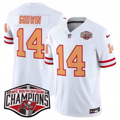 Men's Tampa Bay Buccaneers #14 Chris Godwin White F.U.S.E. 2024 NFC South Champions Limited Stitched Jersey