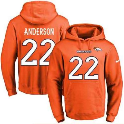 Nike Broncos #22 C.J. Anderson Orange Name & Number Pullover NFL Hoodie