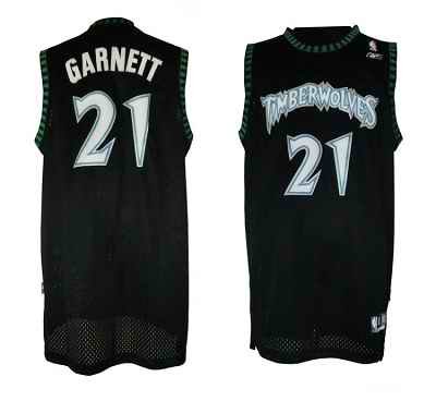 Timberwolves #21 Retro Garnett Black Throwback Stitched NBA Jersey