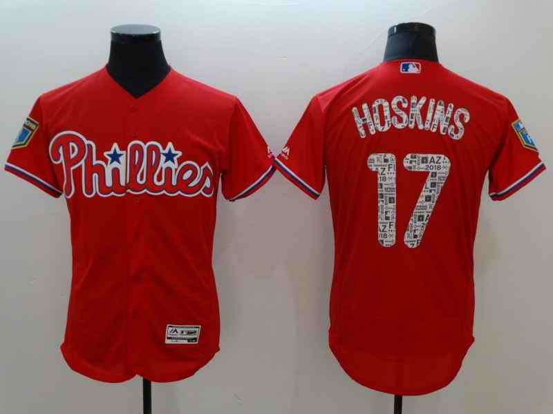 Men's Philadelphia Phillies #17 Rhys Hoskins Red 2018 Spring Training Flexbase  Stitched MLB Jersey