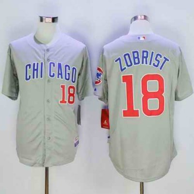 Cubs #18 Ben Zobrist Grey Road Cool Base Stitched MLB Jersey