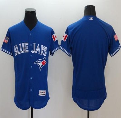 Blue Jays Blank Blue Fashion Stars & Stripes Flexbase Authentic Stitched MLB Jersey