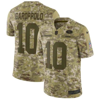 Men's San Francisco 49ers #10 Jimmy Garoppolo 2018 Camo Salute to Service Limited Stitched NFL Jersey