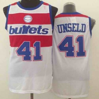 Wizards #41 Wes Unseld White Bullets Throwback Stitched NBA Jersey