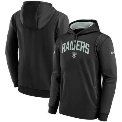 Men's Las Vegas Raiders Black Sideline Stack Performance Pullover Hoodie 002