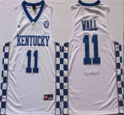 Men's Kentucky Wildcats #11 John Wall White Stitched Jersey