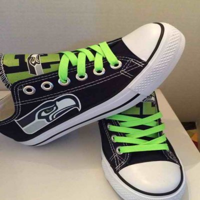 Women's NFL Seattle Seahawks Repeat Print Low Top Sneakers 009