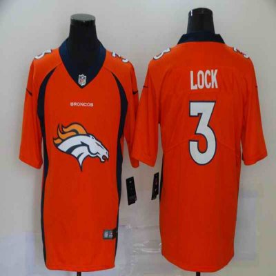 Men's Denver Broncos #3 Drew Lock Orange 2020 Team Big Logo Limited Stitched Jersey