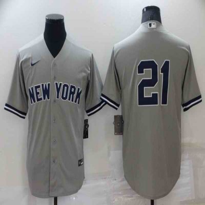 Men's New York Yankees #21 Paul O'Neill Grey Stitched Baseball Jersey