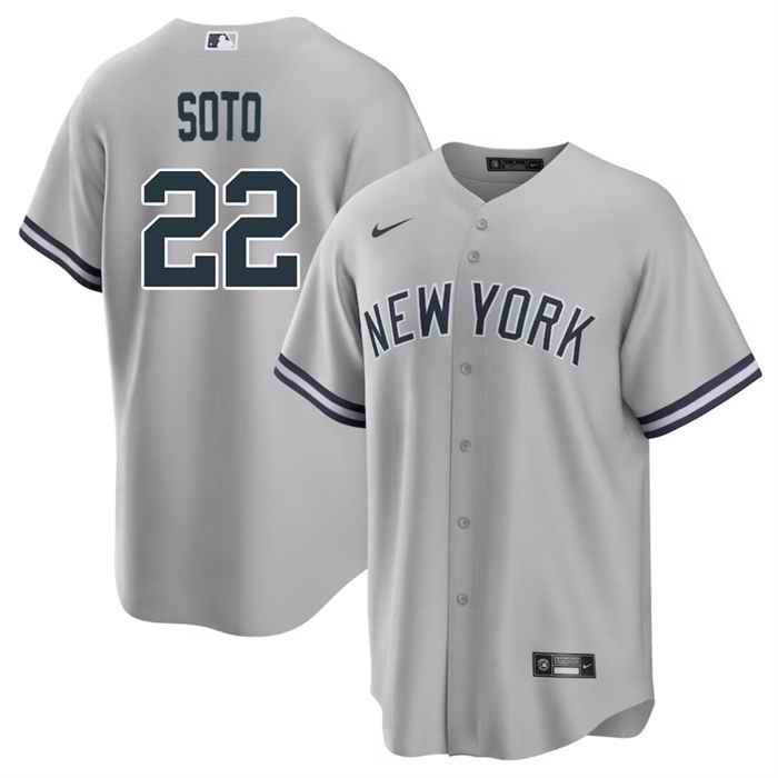 Men's New York Yankees #22 Juan Soto Grey Cool Base Stitched Baseball Jersey