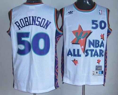 Spurs #50 David Robinson White 1995 All Star Throwback Stitched NBA Jersey