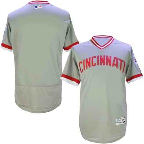 Reds Blank Grey Flexbase Authentic Collection Cooperstown Stitched MLB Jersey