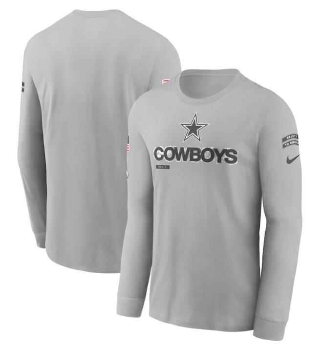 Men's Dallas Cowboys 2024 Gray Salute To Service Long Sleeve T-Shirt