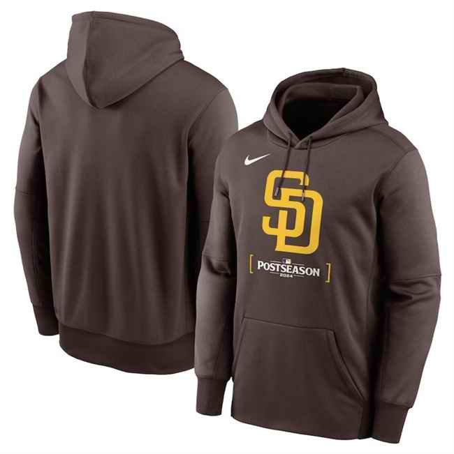 Men's San Diego Padres Brown 2024 Postseason Collection Therma Pullover Hoodie