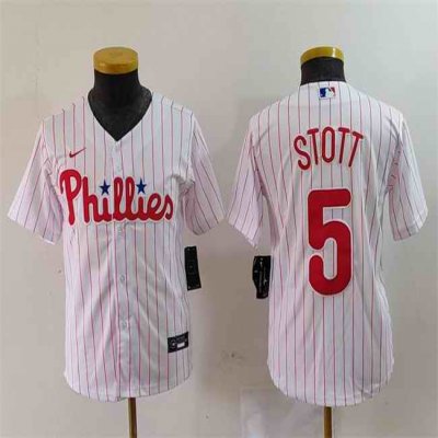 Youth Philadelphia Phillies #5 Bryson Stott White Cool Base Stitched Baseball Jersey