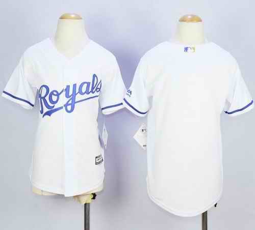 Royals Blank White Cool Base Stitched Youth MLB Jersey