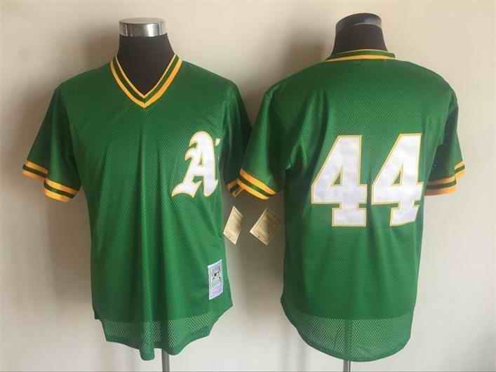 Men's Oakland Athletics #44 Reggie Jackson Mitchell & Ness Green 1987 Throwback Stitched MLB Jersey