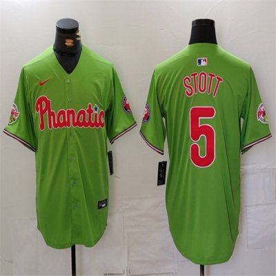 Men's Philadelphia Phillies #5 Bryson Stott Green With Patch Stitched Jersey