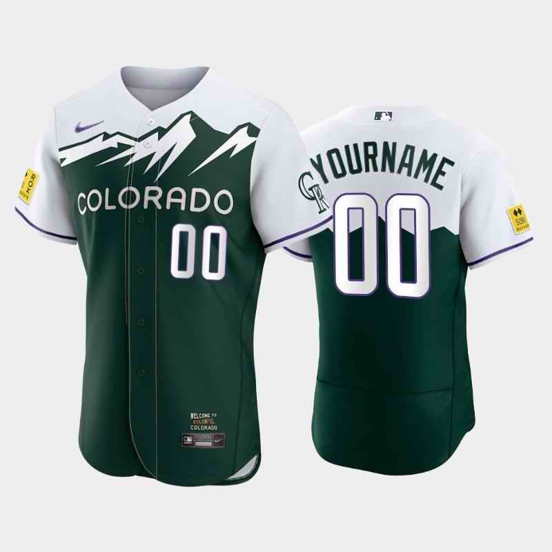 Men's Colorado Rockies Active Player Custom 2022 Green City Connect Flex Base Stitched Jersey