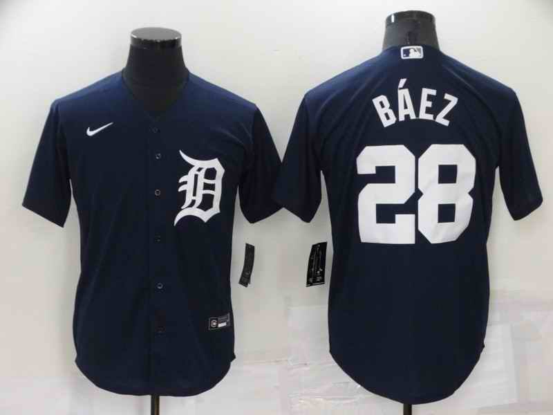 Men's Detroit Tigers #28 Javier B'ez Navy Cool Base Stitched Jersey