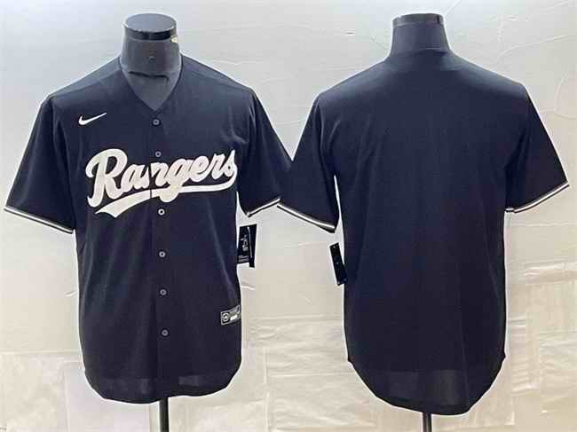 Men's Texas Rangers Blank Black Cool Base Stitched Baseball Jersey