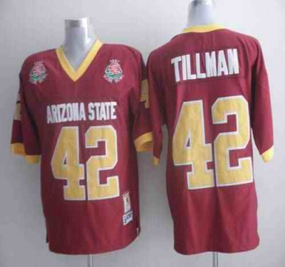 Sun Devils #42 Pat Tillman Red 1997 Rose Bowl Patch Stitched NCAA Jersey