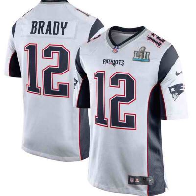 Men's New England Patriots Tom Brady White Super Bowl LII Bound Game Jersey