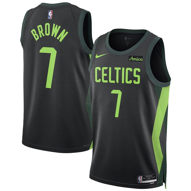 Men's Boston Celtics #7 Jaylen Brown Black 2024/25 City Edition Stitched Basketball Jersey