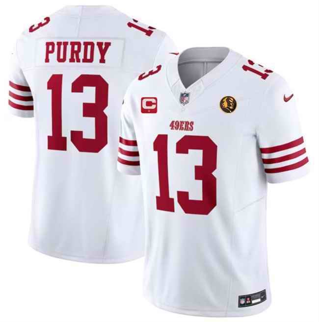 Men's San Francisco 49ers #13 Brock Purdy White 2023 F.U.S.E. With 1-star C Patch And John Madden Patch Vapor Limited Stitched Football Jersey