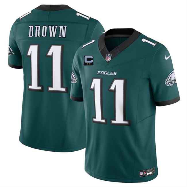 Men's Philadelphia Eagles #11 A. J. Brown Green 2024 F.U.S.E With 2-Star C Patch Vapor Untouchable Limited Stitched Football Jersey