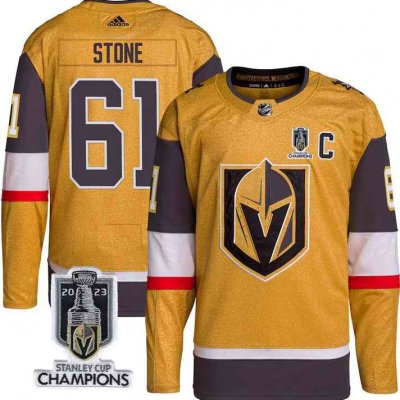 Men's Vegas Golden Knights #61 Mark Stone Gold 2023 Stanley Cup Champions Stitched Jersey