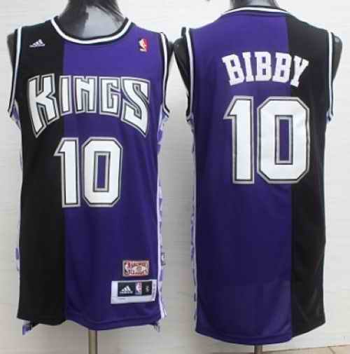 Kings #10 Mike Bibby Purple/Black Throwback Stitched NBA Jersey